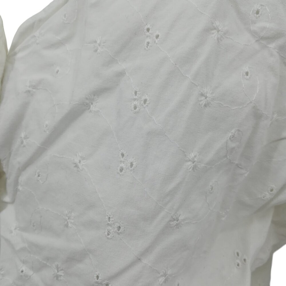 Vintage Stefano Cropped Eyelet Lace Tie Front Short Sleeve Blouse Size M Top 90s - Picture 11 of 11